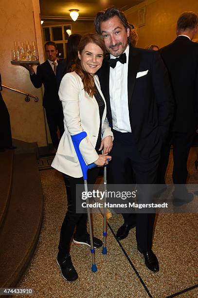 Silke Popp and Robin von der Leyen attend the Bayerischer Fernsehpreis 2015 at Prinzregententheater on May 22, 2015 in Munich, Germany.