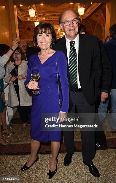 Thekla Carola Wied and her husband Hannes Rieckhoff attend the Bayerischer Fernsehpreis 2015 at Prinzregententheater on May 22, 2015 in Munich,...