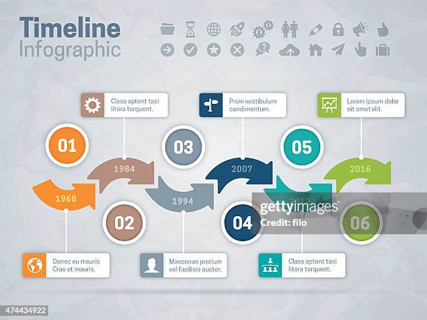 timeline arrows concept - flow chart infographic stock illustrations