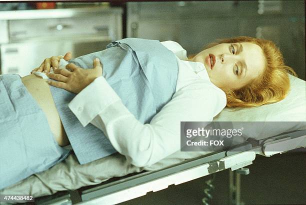 Agent Dana Scully undergoes testing regarding her pregnancy in THE X FILES episode "Per Manum" which originally aired on Sun., Feb. 20, 2001 on FOX.