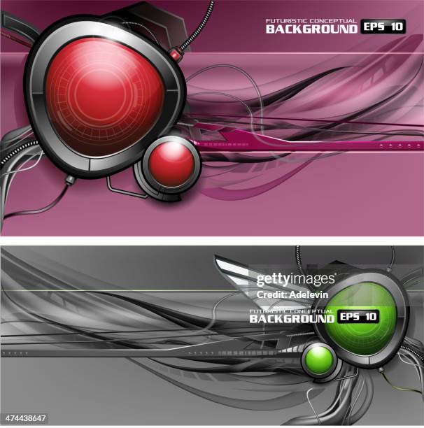 ilustraciones, imágenes clip art, dibujos animados e iconos de stock de futurista interfaces de diseño - botón-de-abrir-o-cerrar