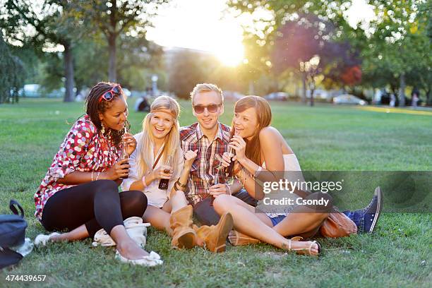 young college students together in the park - park festival bildbanksfoton och bilder