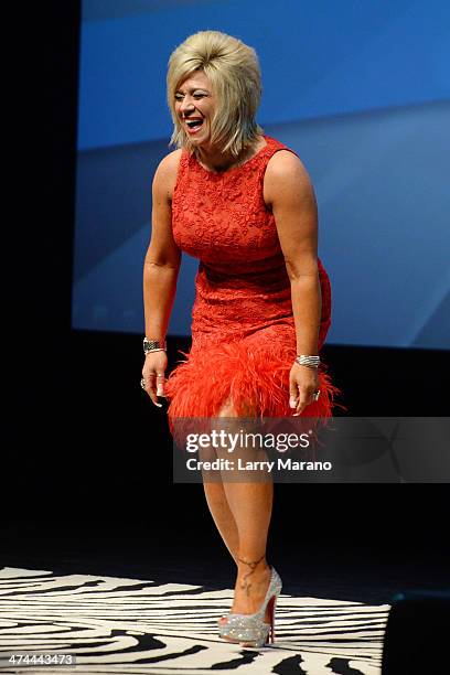 Theresa Caputo performs portraying herself as Long Island Medium at Fillmore Miami Beach on February 22, 2014 in Miami Beach, Florida.