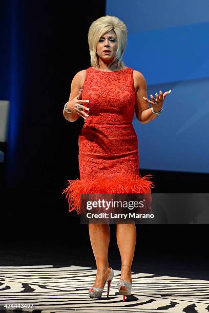 Theresa Caputo performs portraying herself as Long Island Medium at Fillmore Miami Beach on February 22, 2014 in Miami Beach, Florida.