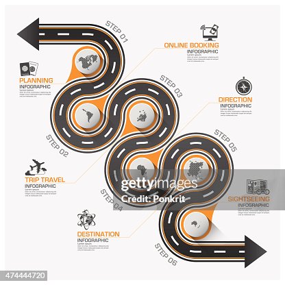 Multipe Routes Infographic Road And Street Business Travel Curve Route Infographic Diagram High ...