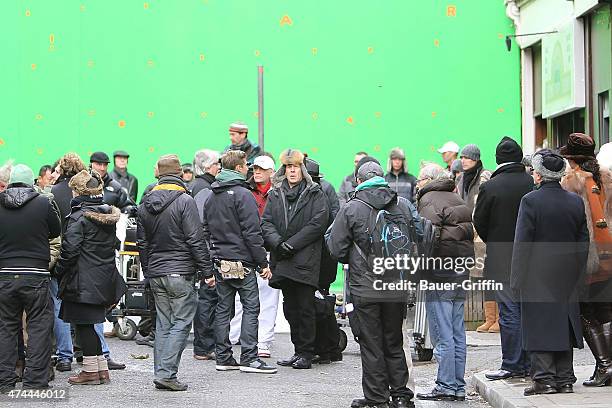 Bruce Willis and John Malkovich are seen on the movie set of "Red 2" on October 27, 2012 in London, United Kingdom.