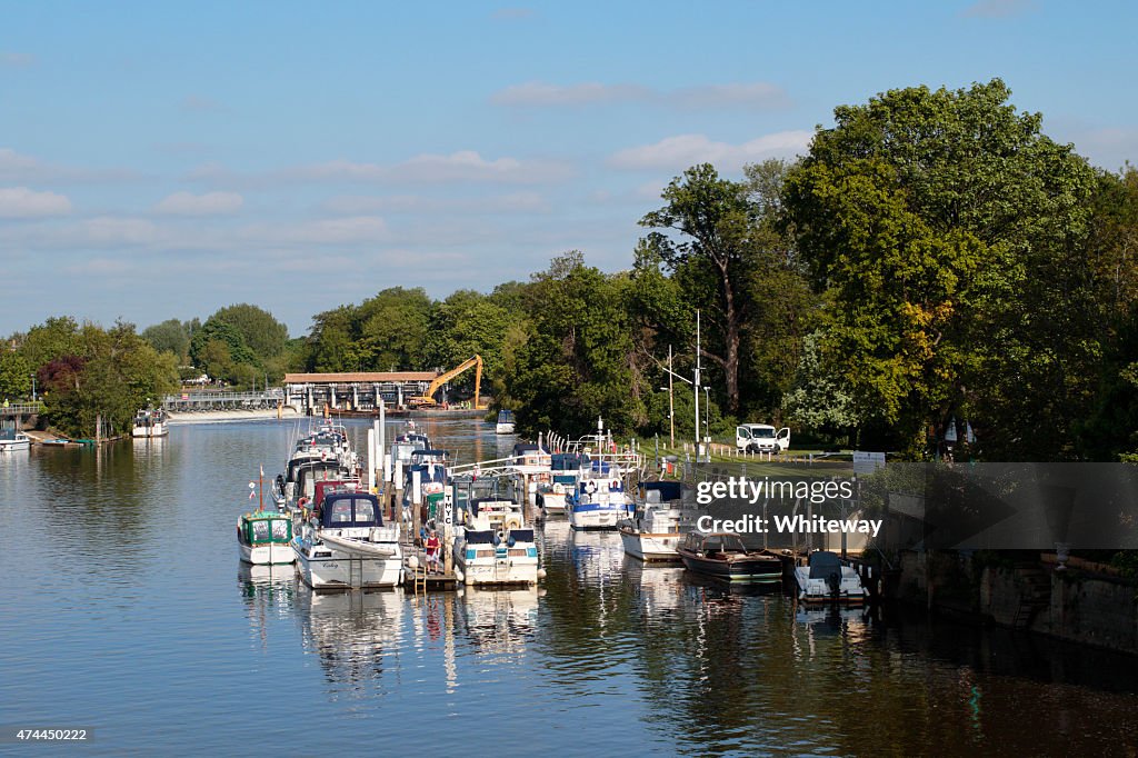 View down River Thames from Hampton Court Bridge