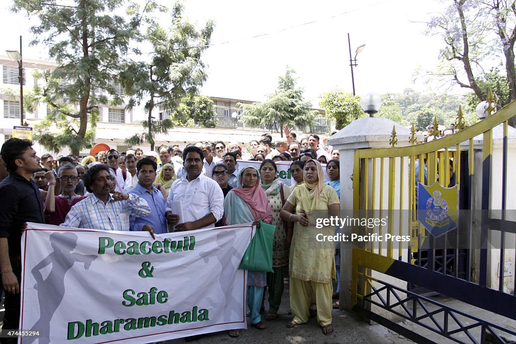 Dharamshala congress committee stand out side the office of...