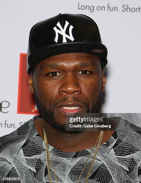 Rapper Curtis "50 Cent" Jackson attends the "Knockout Night at the D" boxing event at the Downtown Las Vegas Events Center on May 22, 2015 in Las...