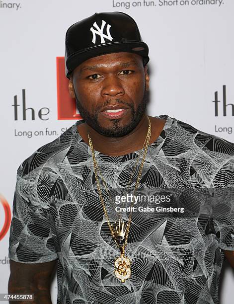 Rapper Curtis "50 Cent" Jackson attends the "Knockout Night at the D" boxing event at the Downtown Las Vegas Events Center on May 22, 2015 in Las...