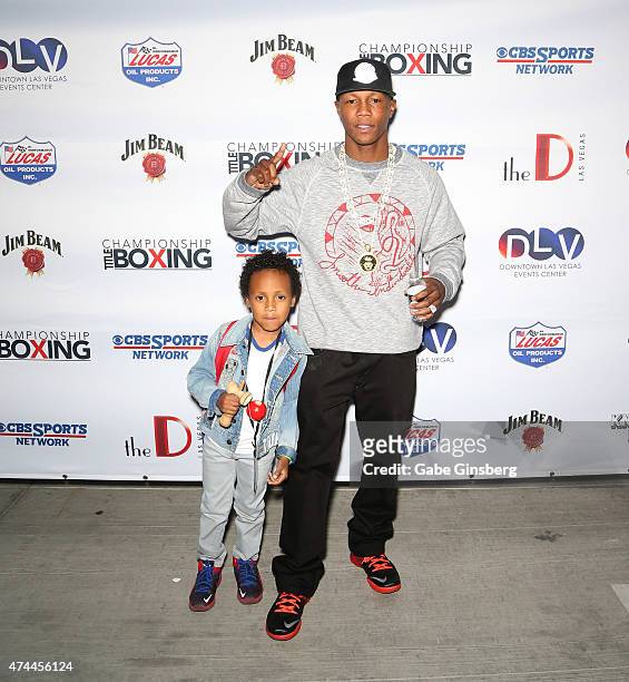 Zab Judah Jr. And his dad, professional Boxer Zabdiel "Zab" Judah, attend the "Knockout Night at the D" boxing event at the Downtown Las Vegas Events...