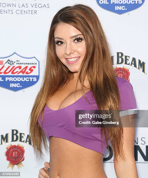 Ring girl Christina Brooklyn attends the "Knockout Night at the D" boxing event at the Downtown Las Vegas Events Center on May 22, 2015 in Las Vegas,...