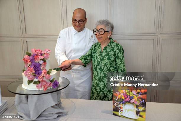 Sylvia Weinstock and chef Antonio Bachour attend The Art Of Cake-Decorating: A Master Class With Sylvia Weinstock during the Food Network South Beach...