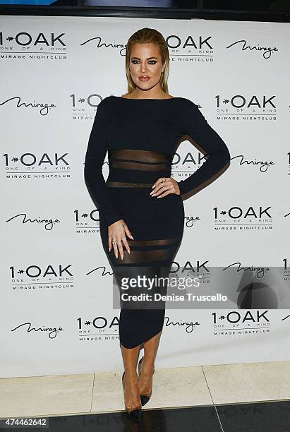 Khloe Kardashian arrives at 1 OAK Nightclub Las Vegas at the Mirage Hotel & Casino on May 22, 2015 in Las Vegas, Nevada.