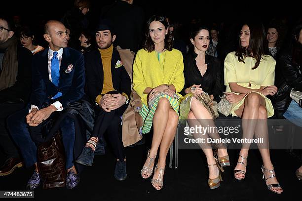 Anna Safroncik, Paola Iezzi, Moran Atias and Enzo Miccio attend the Anteprima show as part of Milan Fashion Week Womenswear Autumn/Winter 2014 on...