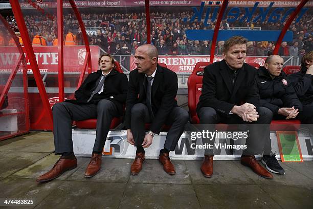 Assistant trainer youri mulder fc twente, Assistant trainer Alfred Schreuder of FC Twente, Coach Michel Jansen of FC Twente during the Dutch...