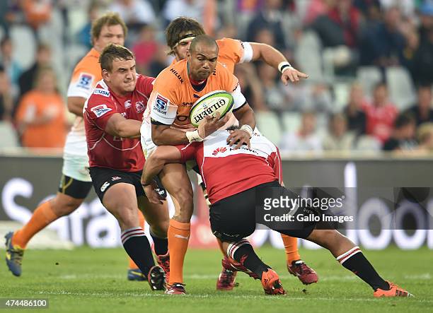 Cornal Hendricks of the Cheetahs during the Super Rugby match between Toyota Cheetahs and Emirates Lions at Free State Stadium on May 23, 2015 in...