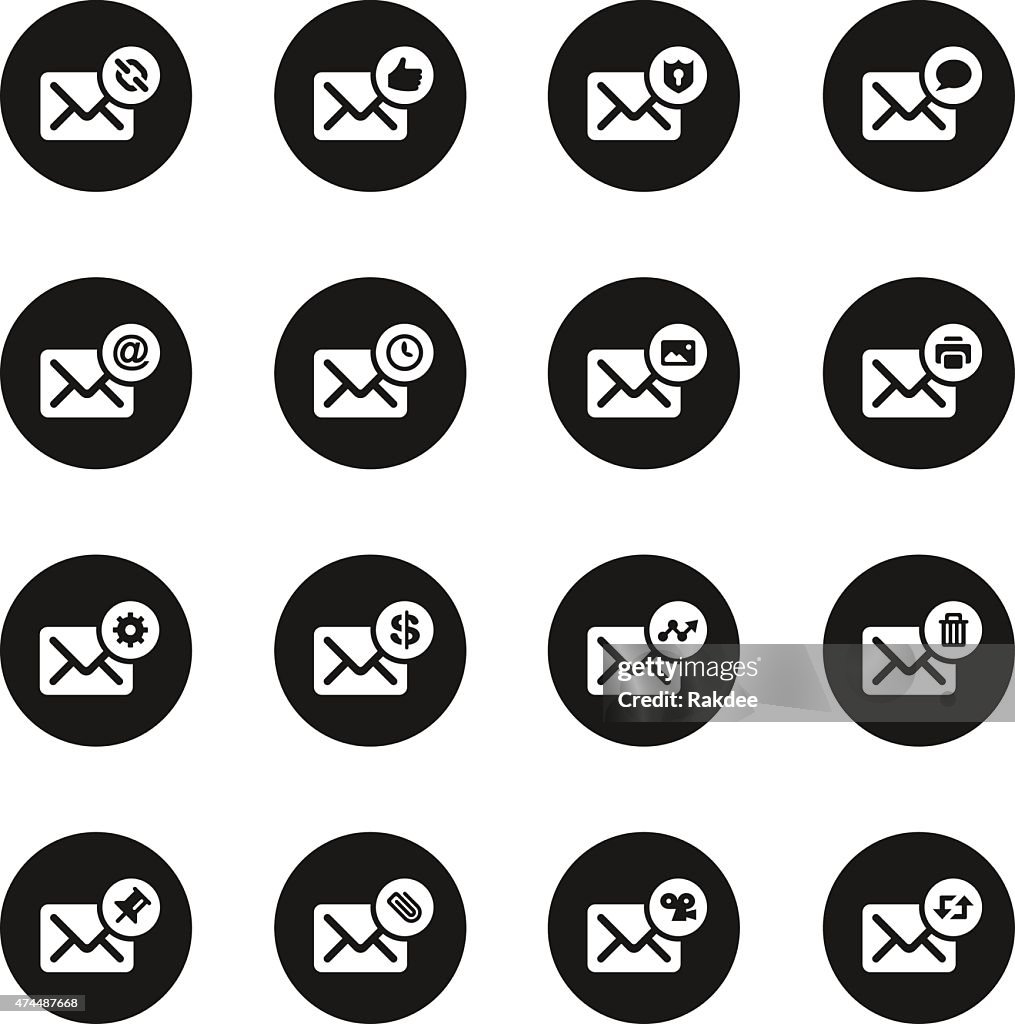 Email Icons Set 2 - Black Circle Series