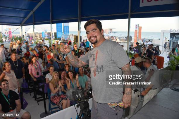 Chef Aarón Sánchez attend KitchenAid® Culinary Demonstrations during the Food Network South Beach Wine & Food Festival at Grand Tasting Village on...