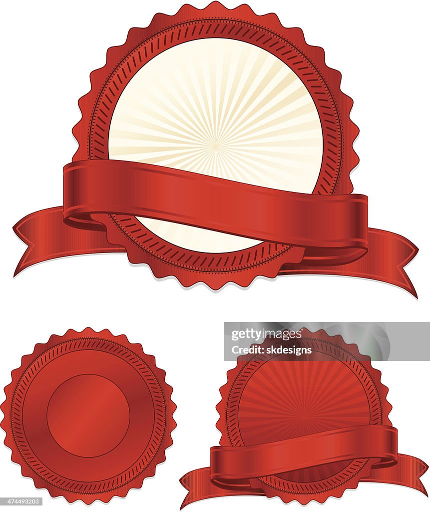 Red Design Sticker Ribbon Shiny Red Stickers Ribbons Banners Set High-Res Vector Graphic - Getty ...