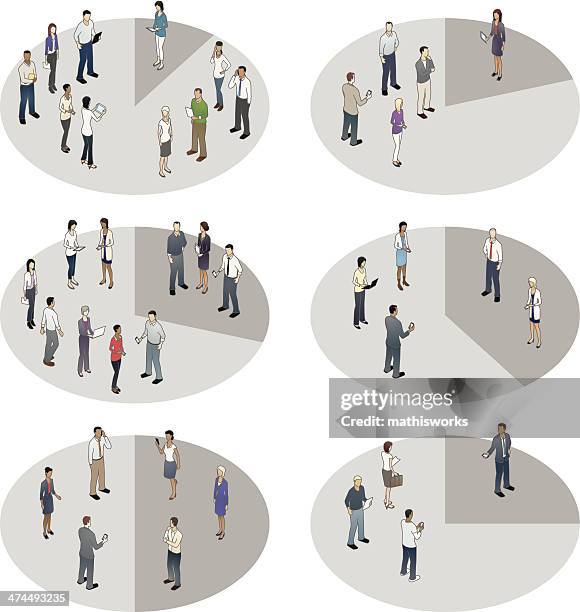 pie charts people - population and ethnic group stock illustrations