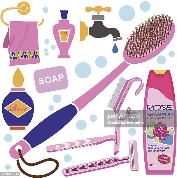 women's bath accessories - nail brush stock illustrations
