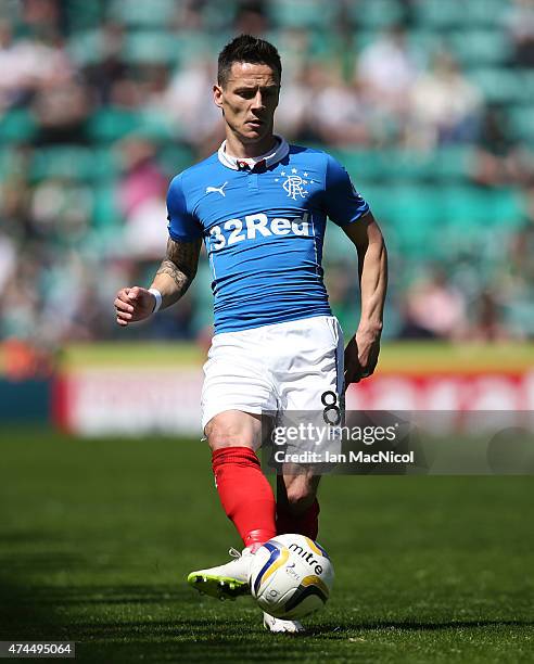 Ian Black of Rangers controls the ball during the Scottish Championship play off semi final, second leg match between Hibernian and Rangers at Easter...