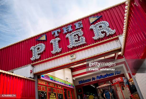entrance to felixstowe pier, suffolk - felixstowe stock pictures, royalty-free photos & images