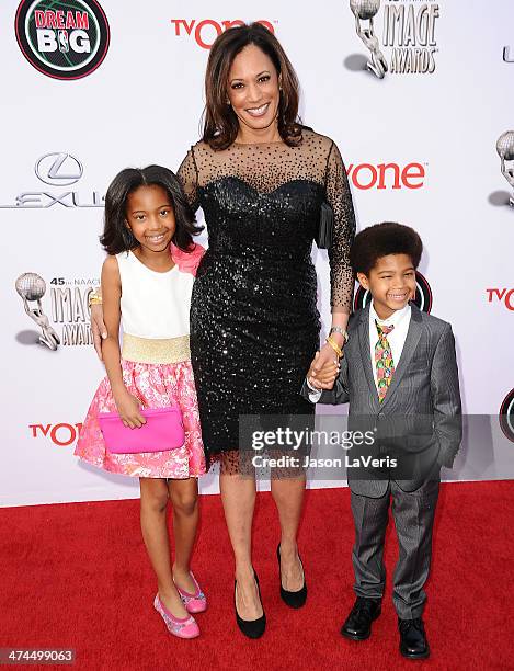 California Attorney General Kamala Harris and children attend the 45th NAACP Image Awards at Pasadena Civic Auditorium on February 22, 2014 in...