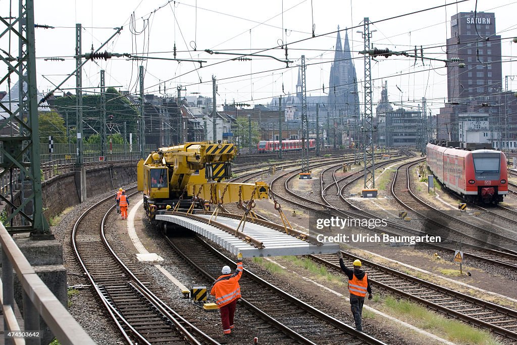 Track construction of the Deutsche Bahn in Cologne.