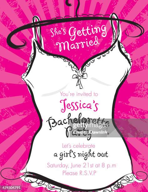 pink bachelorette party invitation template - bachelorette party stock illustrations