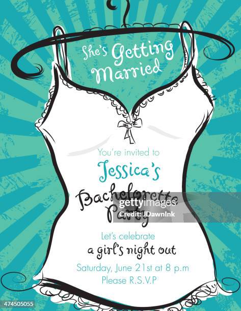 green and white elegant bachelorette party invitation design template - bachelorette stock illustrations