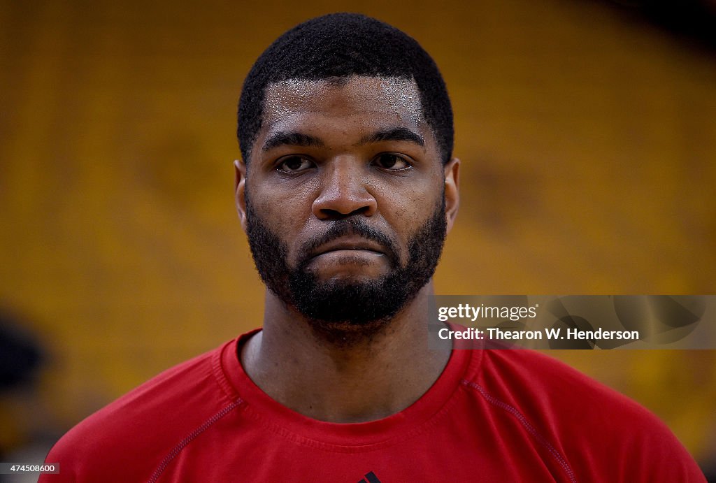 Josh Smith Rockets Tenure Josh Smith of the Houston Rockets walks off the court after warming ...