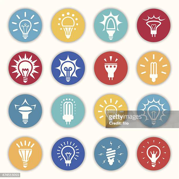 light bulb icons and symbols - halogen light stock illustrations