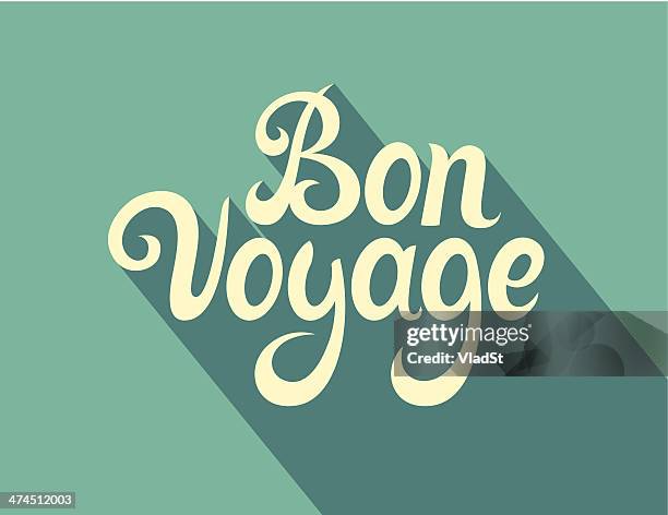 calligraphy note cards - bon voyage - bon voyage stock illustrations