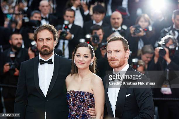 Justin Kurzel, Marion Cotillard and Michael Fassbender attend the 'Macbeth' Premiere during the 68th annual Cannes Film Festival on May 23, 2015 in...