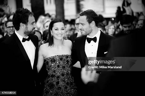 Michael Fassbender, Marion Cotillard and Justin Kurzel attend the "Macbeth" Premiere during the 68th annual Cannes Film Festival on May 23, 2015 in...