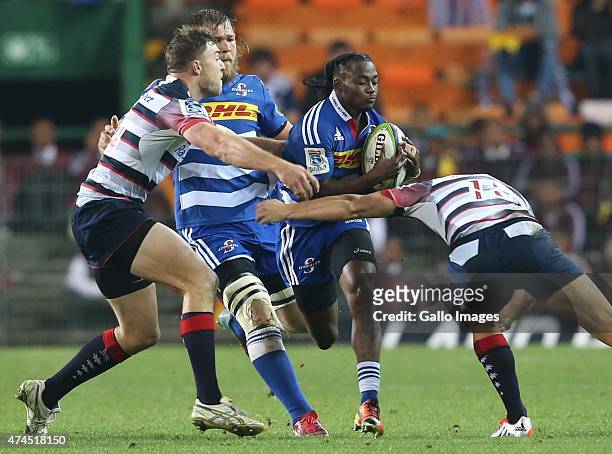 Seabelo Senatla of the Stormers in action during the Super Rugby match between DHL Stormers and Melbourne Rebels at DHL Newlands Stadium on May 23,...
