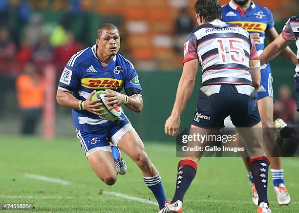 Juan de Jongh of the Stormers in action during the Super Rugby match between DHL Stormers and Melbourne Rebels at DHL Newlands Stadium on May 23,...