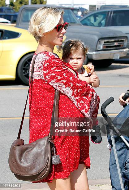 Elsa Pataky and her daughter India Rose Hemsworth are seen on February 23, 2014 in Los Angeles, California.
