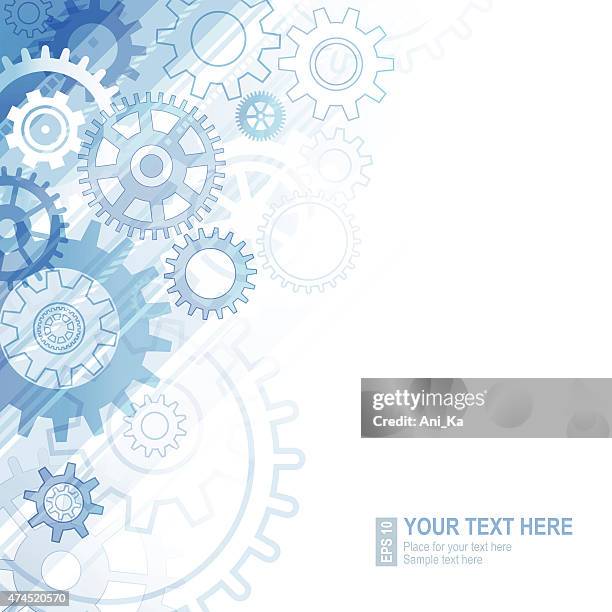 abstrakte technologie-hintergrund - gears in motion stock-grafiken, -clipart, -cartoons und -symbole
