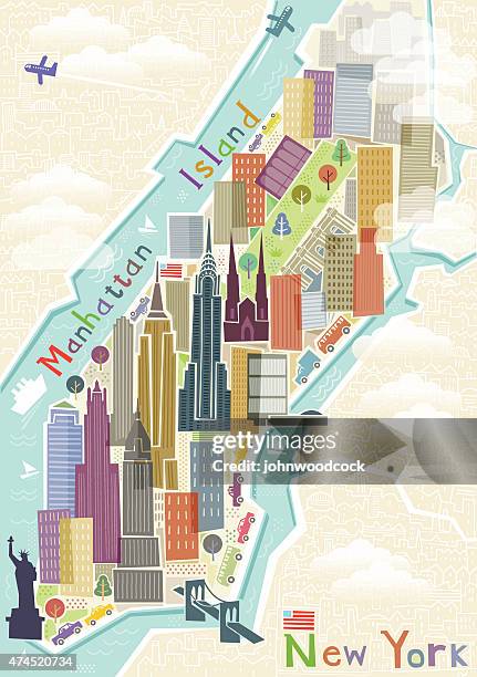 new york map illustration - st patrick's cathedral manhattan stock illustrations