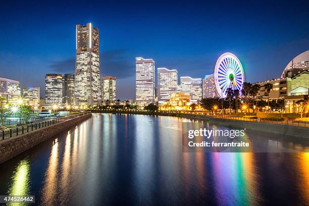 yokohama skyline no japão - minato mirai imagens e fotografias de stock