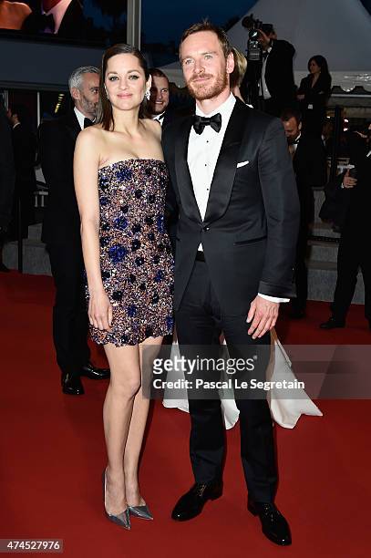 Actors Marion Cotillard and Michael Fassbender attend the "Macbeth" Premiere during the 68th annual Cannes Film Festival on May 23, 2015 in Cannes,...