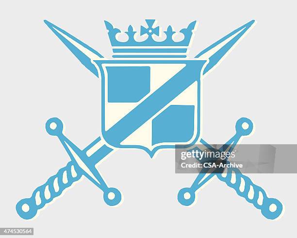 shield with two swords crossed - sword stock illustrations