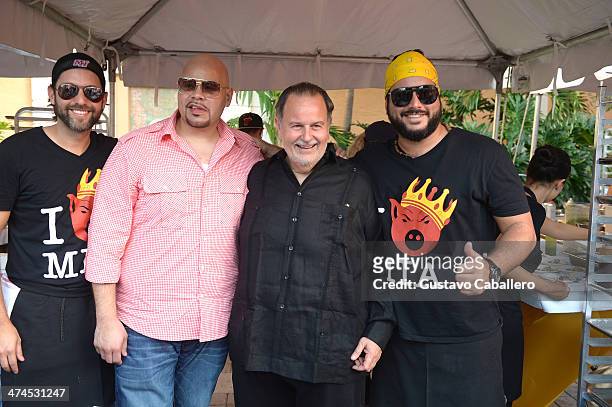 Jose Mendez, Fat Joe, Raul de Molina, and Andreas Schreiner attend Goya Foods' Swine & Wine Hosted By Michelle Bernstein during the Food Network...