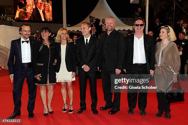 Producer Jean-Baptiste Dupont, Producer Sylvie Pialat, guest, Director Guillaume Nicloux, Actor Dan Warner and guests attend the Premiere of "Valley...