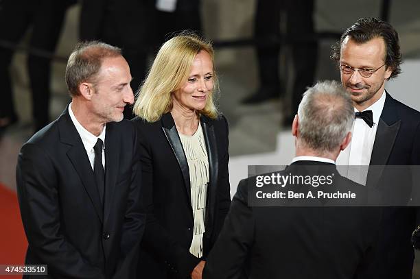 Director Guillaume Nicloux, Producer Jean-Baptiste Dupont, Thierry Fremaux and guest attend the Premiere of "Valley Of Love" during the 68th annual...