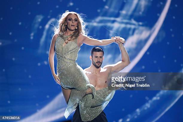 Edurne of Spain performs on stage during the final of the Eurovision Song Contest 2015 on May 23, 2015 in Vienna, Austria. The final of the...