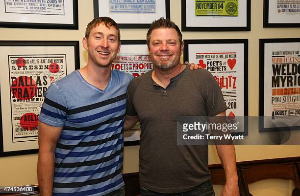 Songwriters Ashley Gorley and Rodney Clawson attend Songwriter Session at Country Music Hall of Fame and Museum on May 23, 2015 in Nashville,...